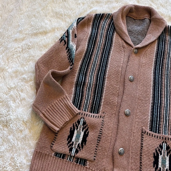 Western Trading Post RoadRunner Cowichan Knit Traditional Button Front Sweater - Picture 4 of 7